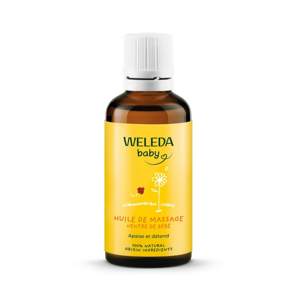 Weleda Baby Tummy Oil bottle for gentle tummy massage and soothing baby skin care.