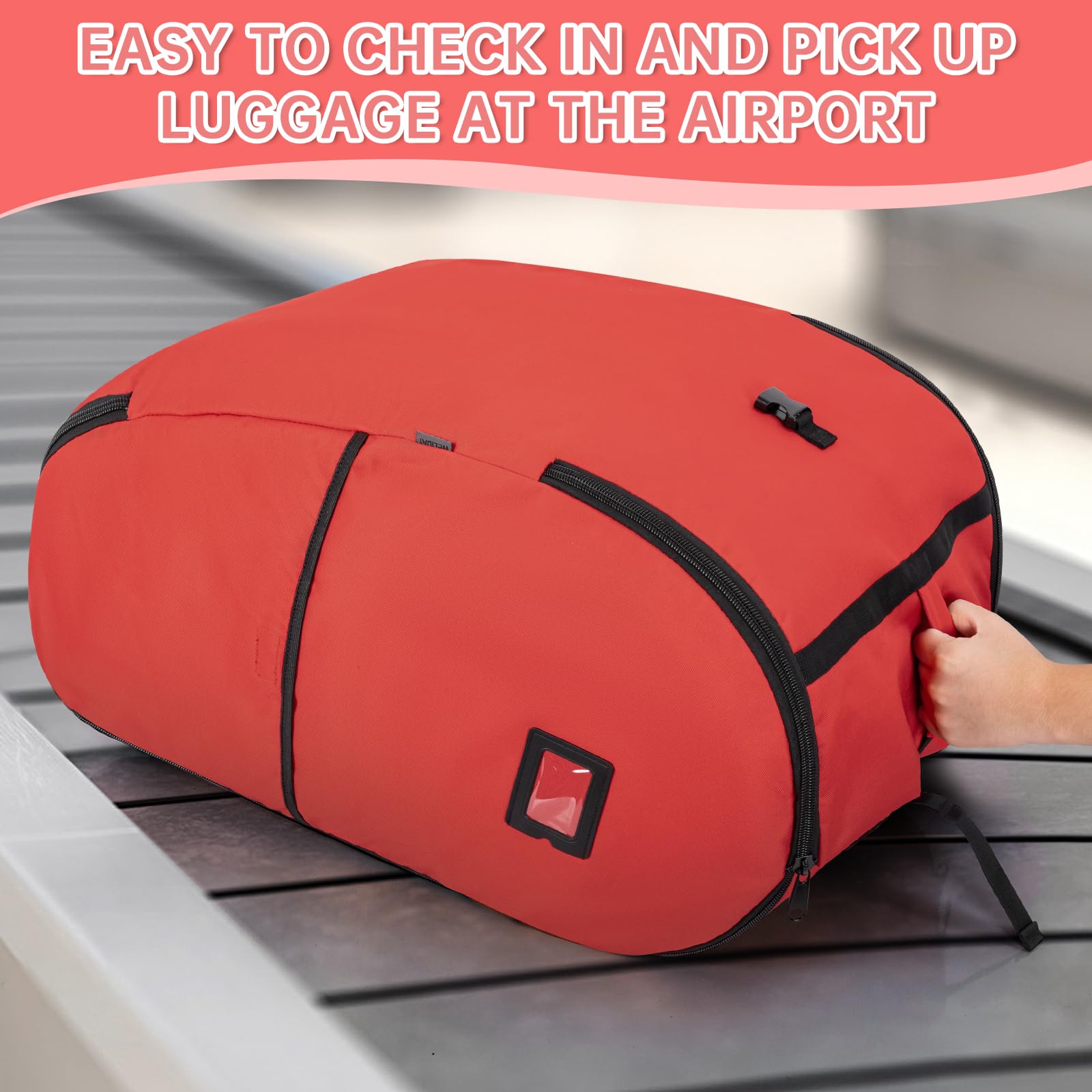 WELIDAY padded car seat travel bag ID slot—quick gate-side identification.