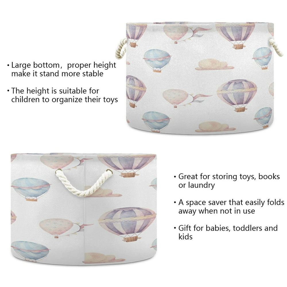 WELLDAY basket in living room with watercolor hot air balloon design adds cozy organization.