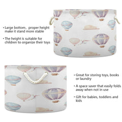 WELLDAY basket in living room with watercolor hot air balloon design adds cozy organization.