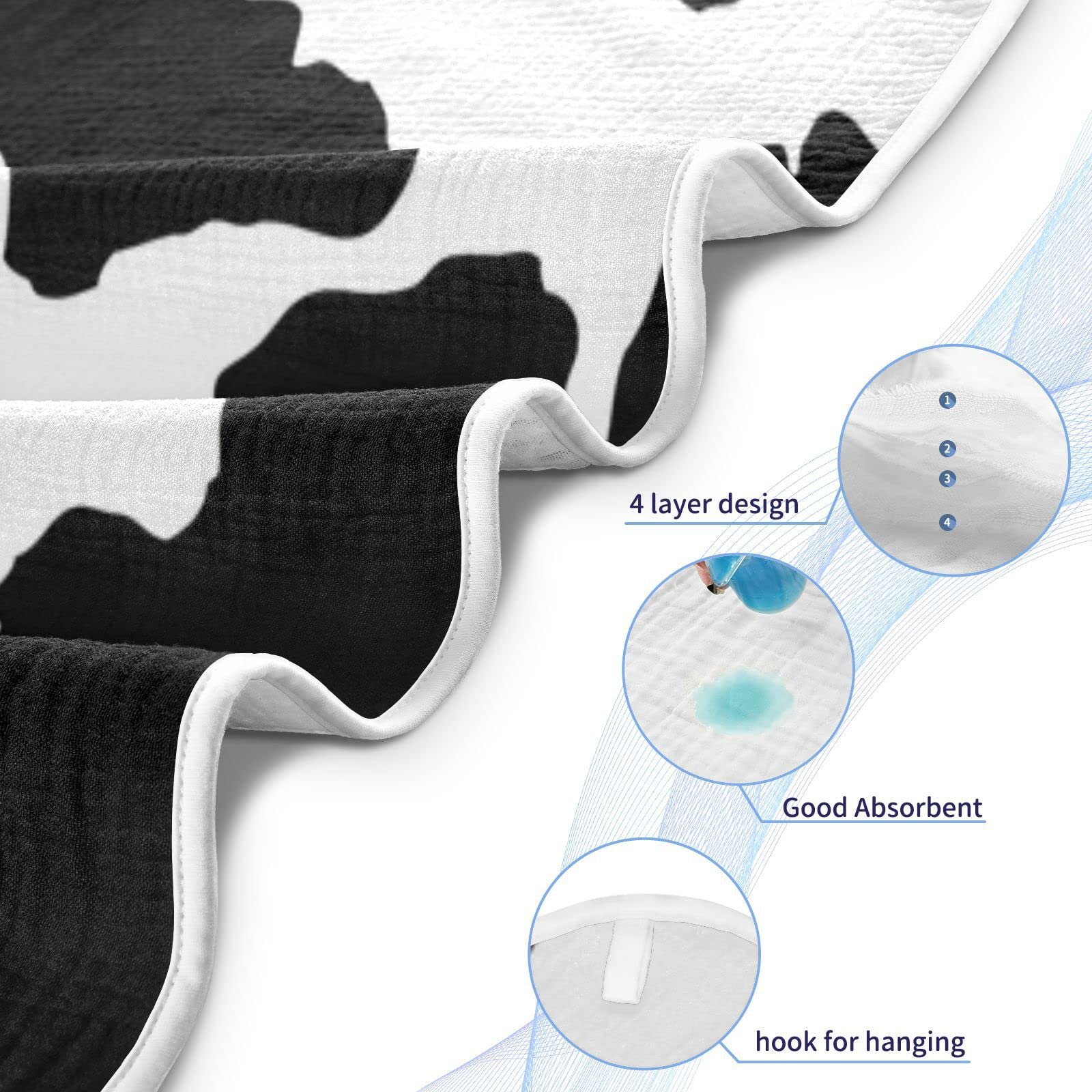 Wellday Cow Patter fabric texture emphasizes thickness and absorbency