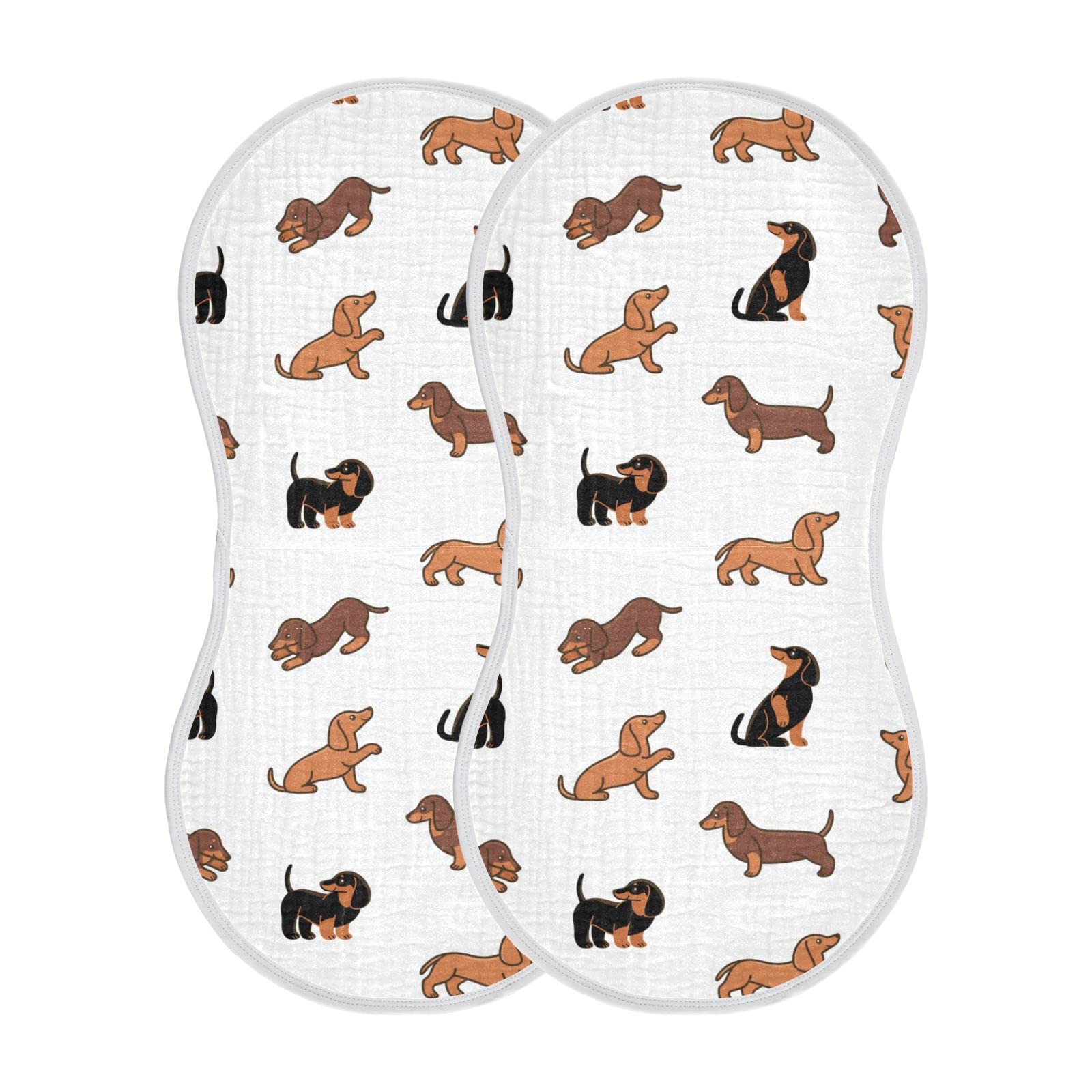 WELLDAY dachshund burp cloths with dog print, highly absorbent for mess containment and comfort.