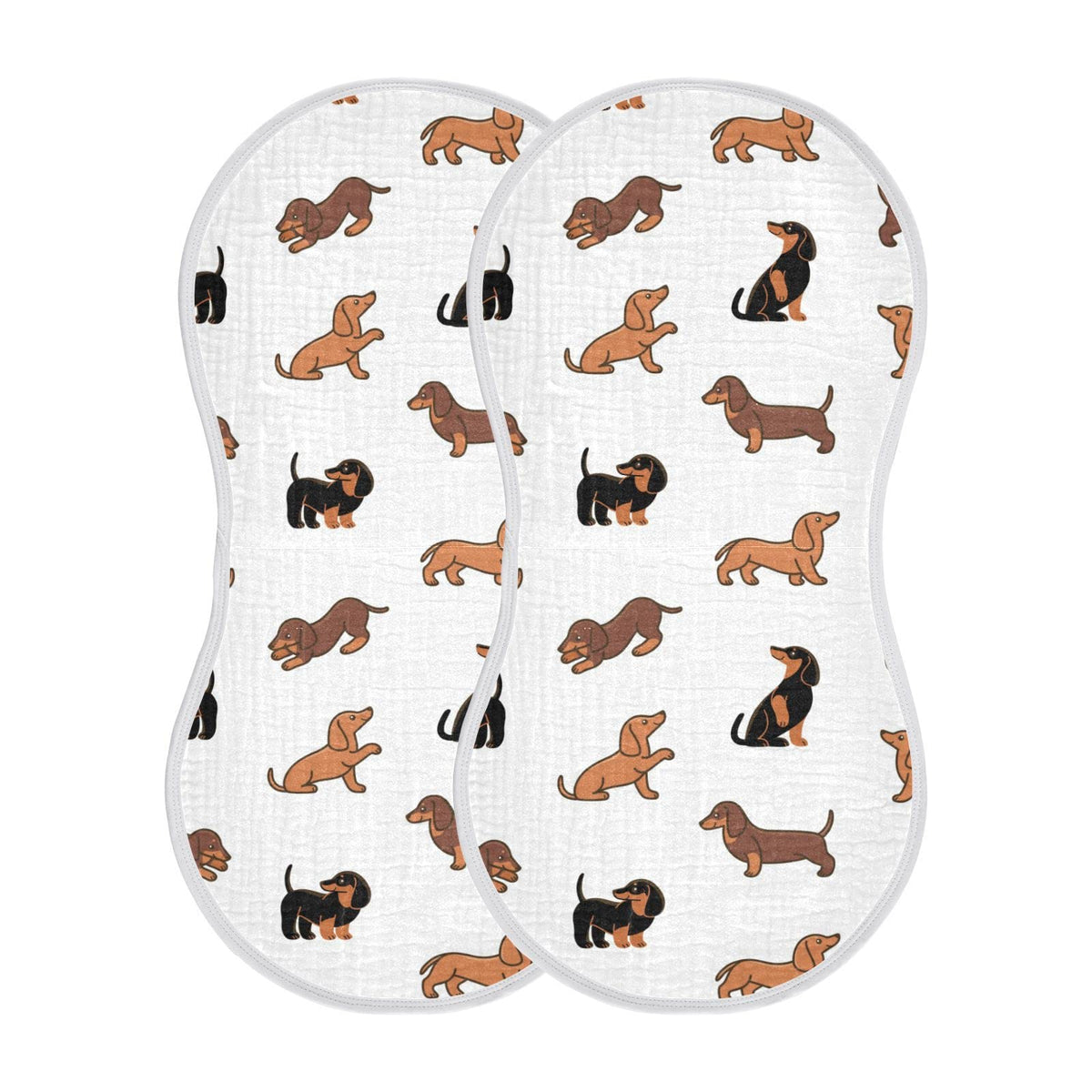 WELLDAY dachshund burp cloths with dog print, highly absorbent for mess containment and comfort.