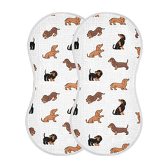 WELLDAY dachshund burp cloths with dog print, highly absorbent for mess containment and comfort.
