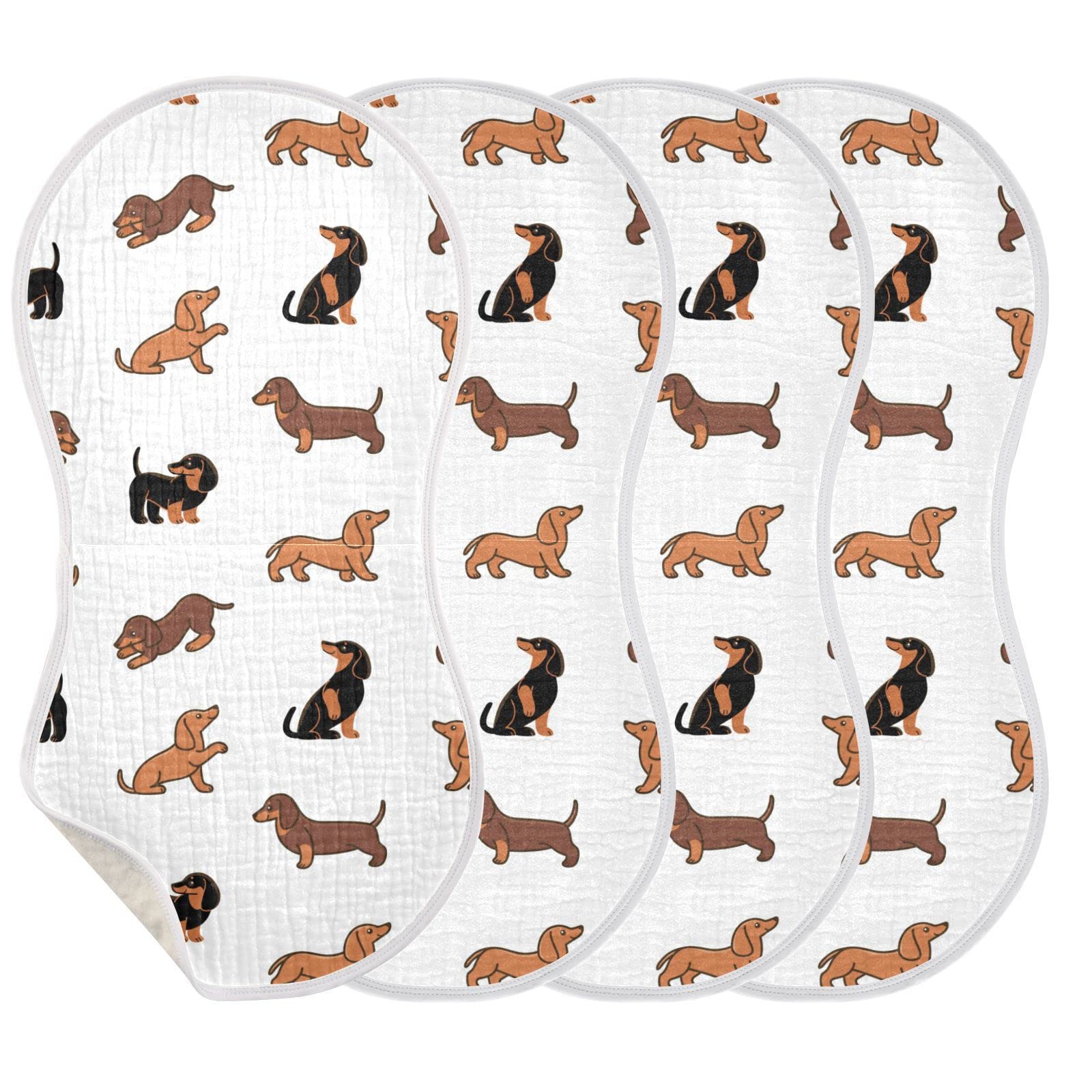 WELLDAY dachshund print burp cloth; premium cotton feel helps soft skin while feeding.