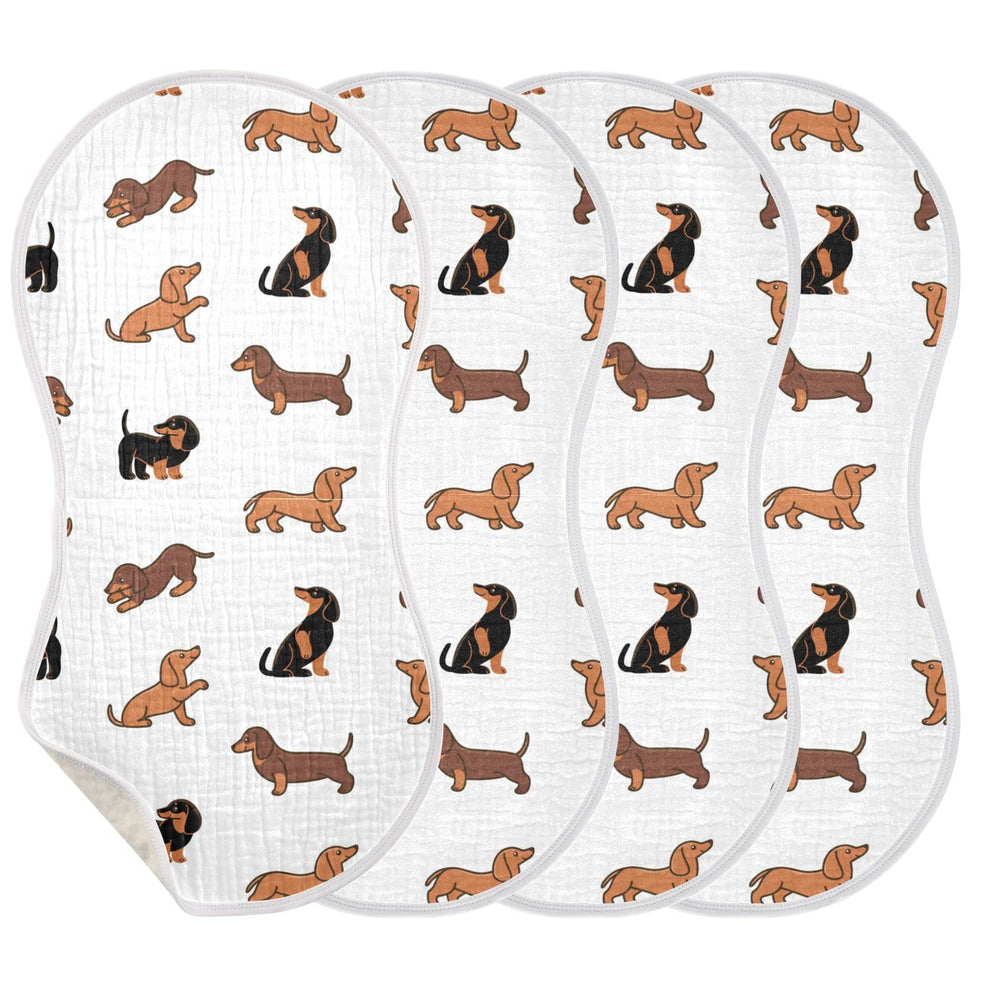 WELLDAY dachshund print burp cloth; premium cotton feel helps soft skin while feeding.