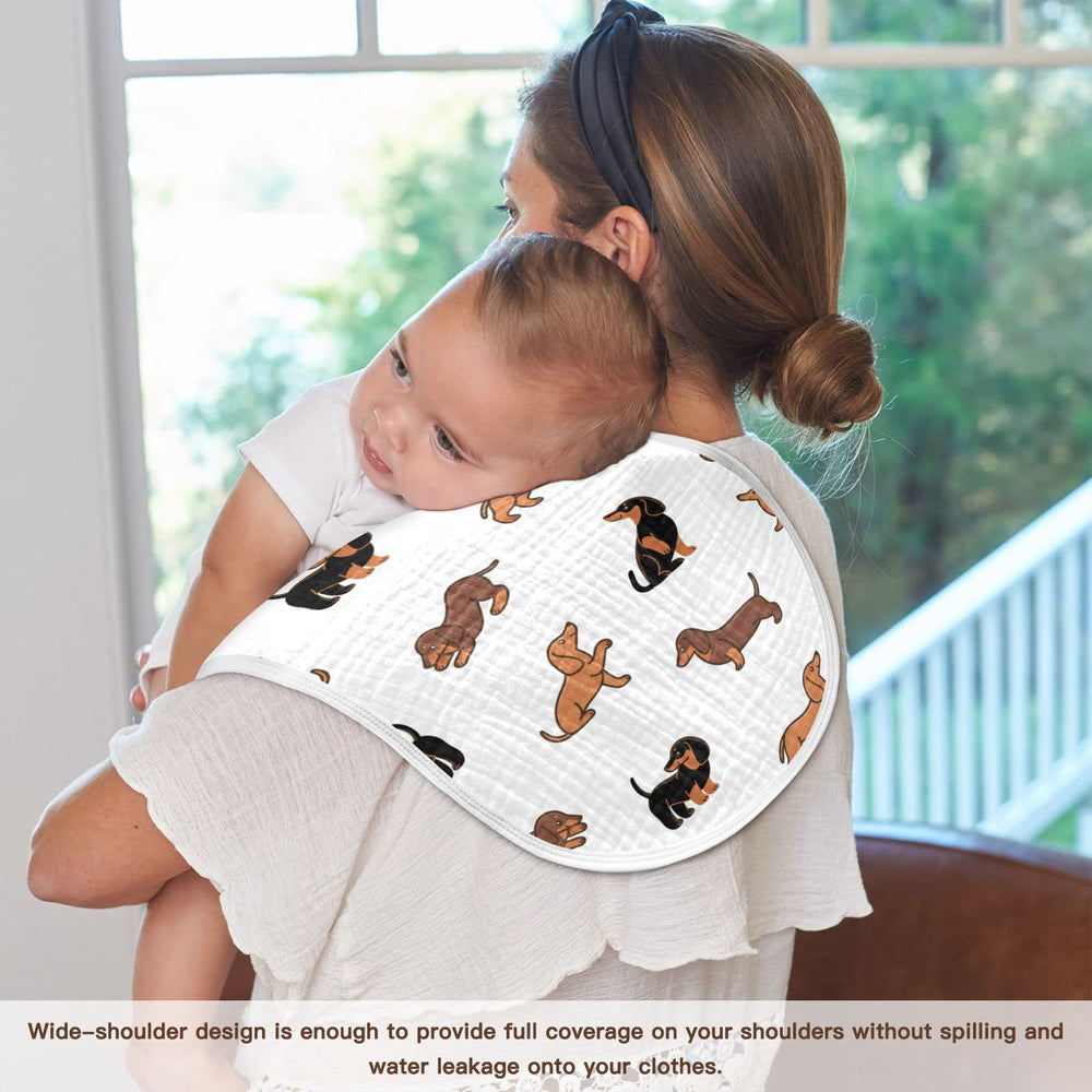 WELLDAY dachshund bib-style burp cloth; multipurpose for cleaning, draping, or burp-time wearing.