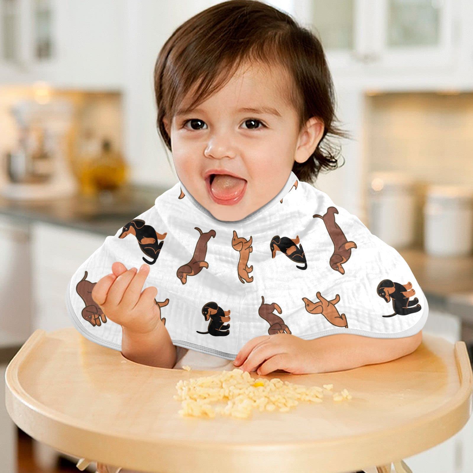 WELLDAY dachshund print burp cloth; ideal for quick changes and gentle wipe-downs.