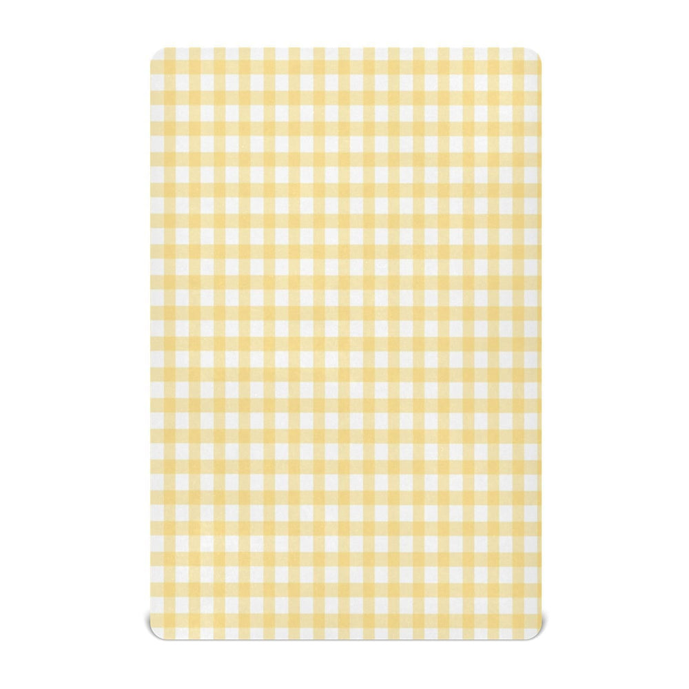 WELLDAY Yellow Gingham crib sheet fabric close-up for soft, breathable comfort during cozy naps.