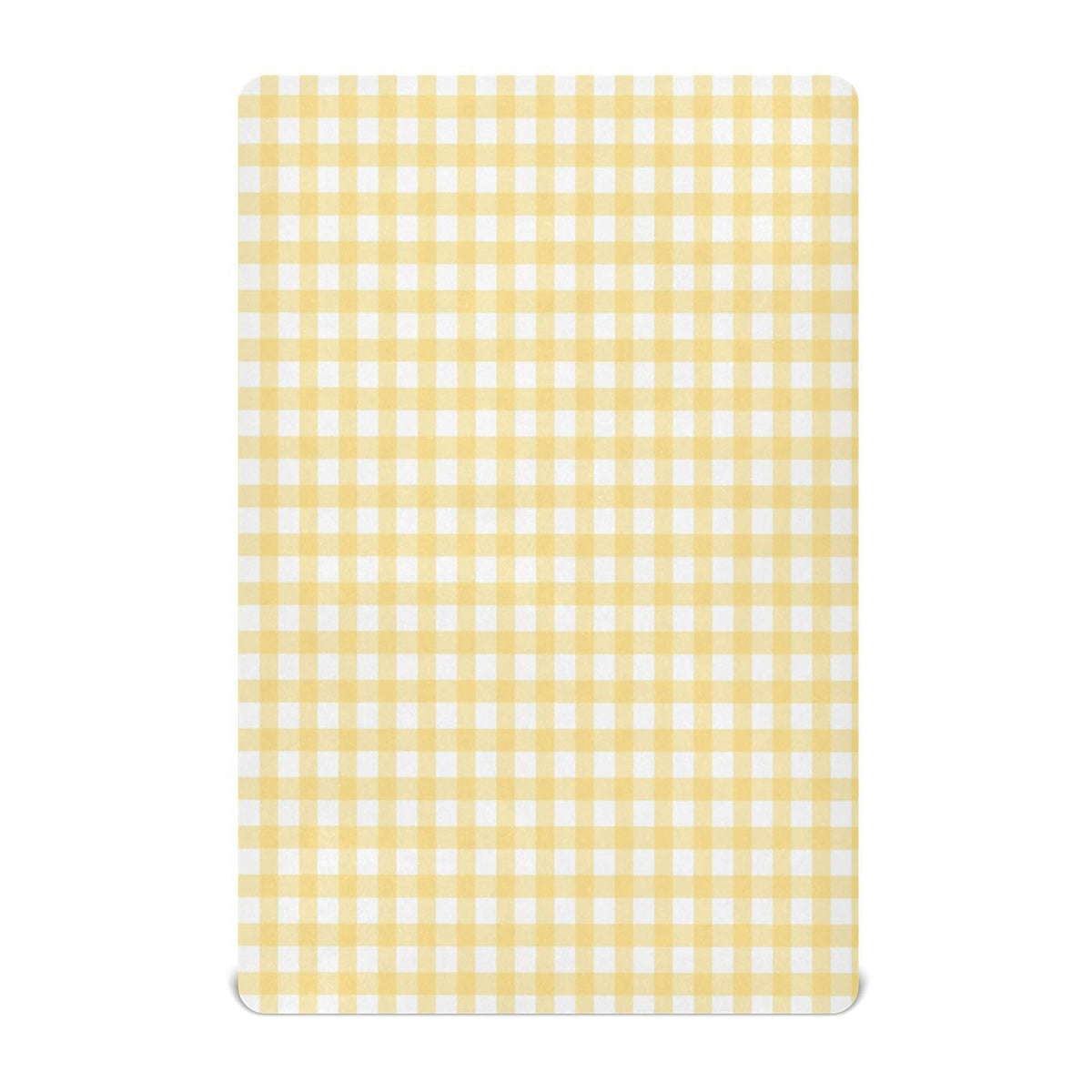 WELLDAY Yellow Gingham crib sheet fabric close-up for soft, breathable comfort during cozy naps.