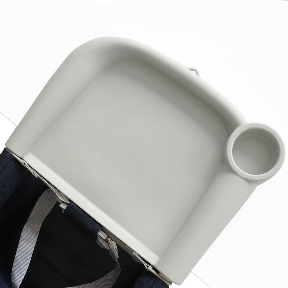 Wellgo baby dining tray attached to Inglesina chair showing secure fit for safe meals