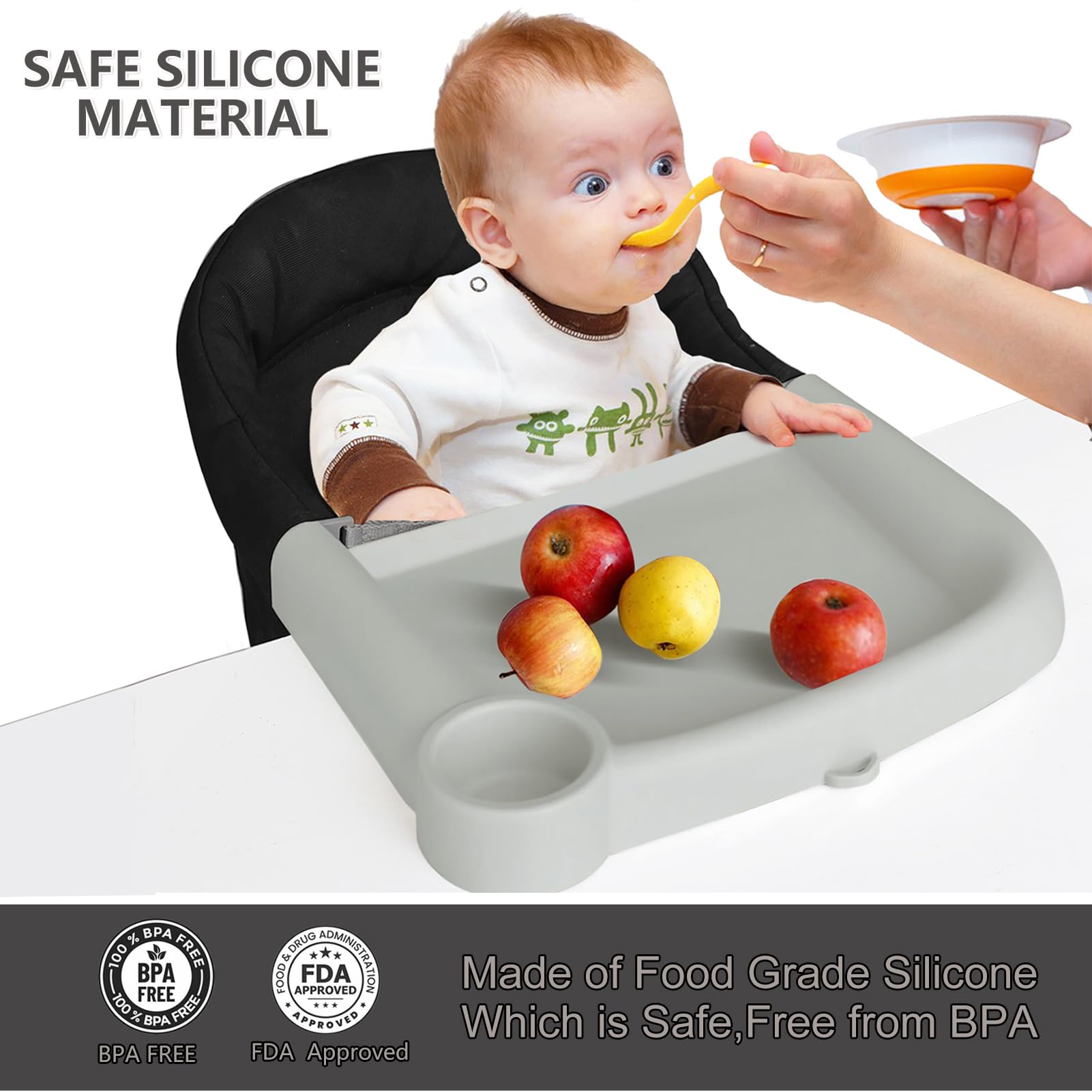 Wellgo silicone dining tray suction cups gripping chair firmly for stable dining