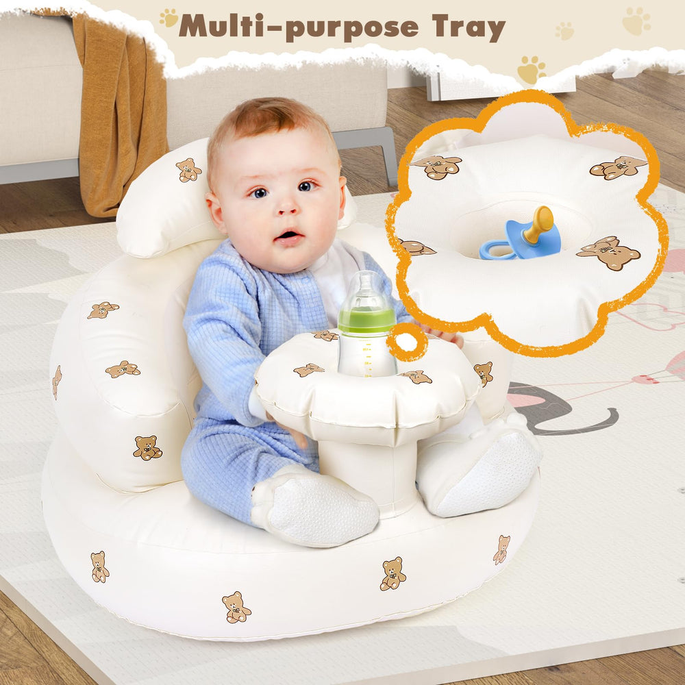 Welltop inflatable chair mesh bottom keeps baby cool and comfortable.