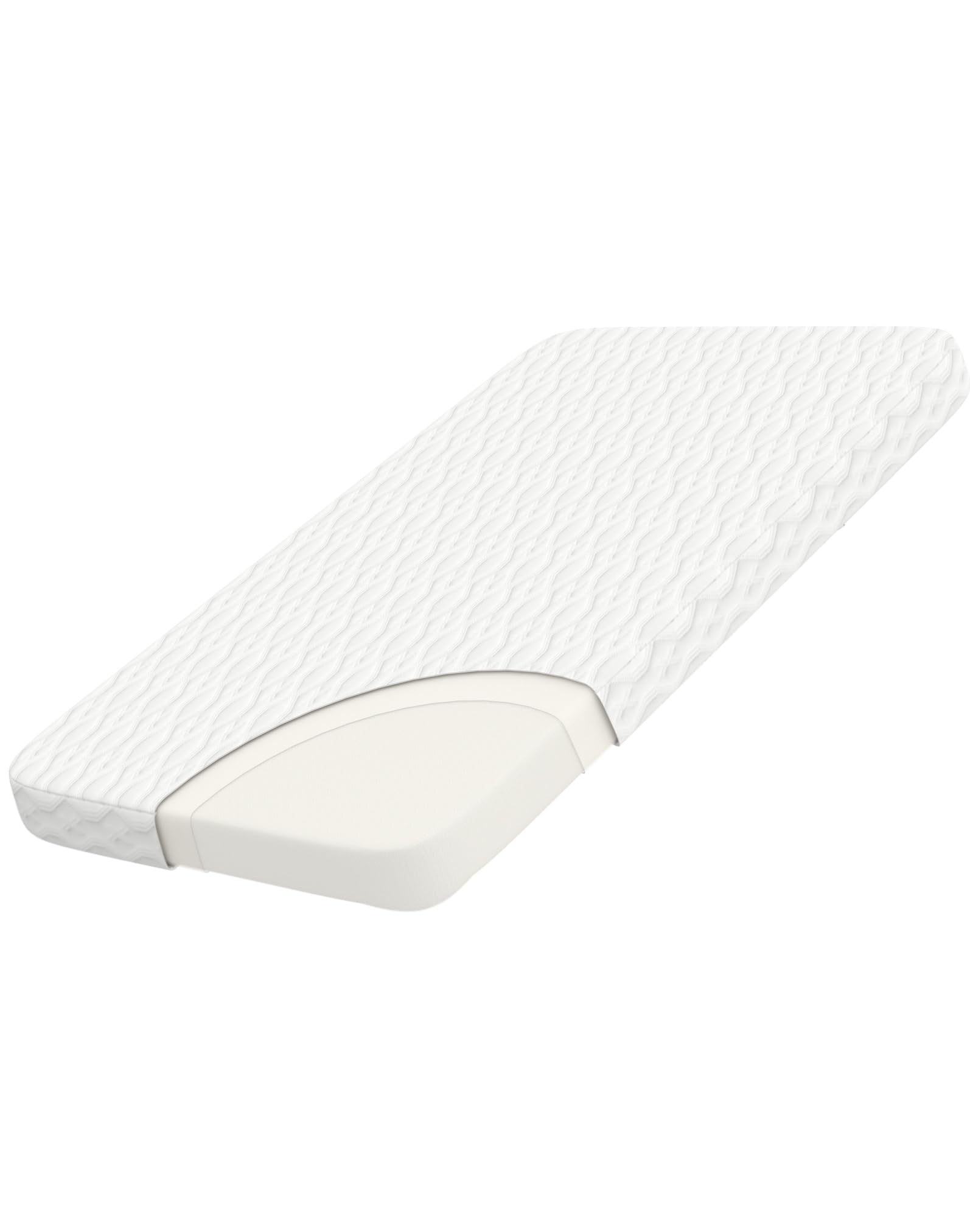 Wellzee rectangle bassinet mattress 32x20 cover closeup shows breathable, removable mesh for easy cleaning.