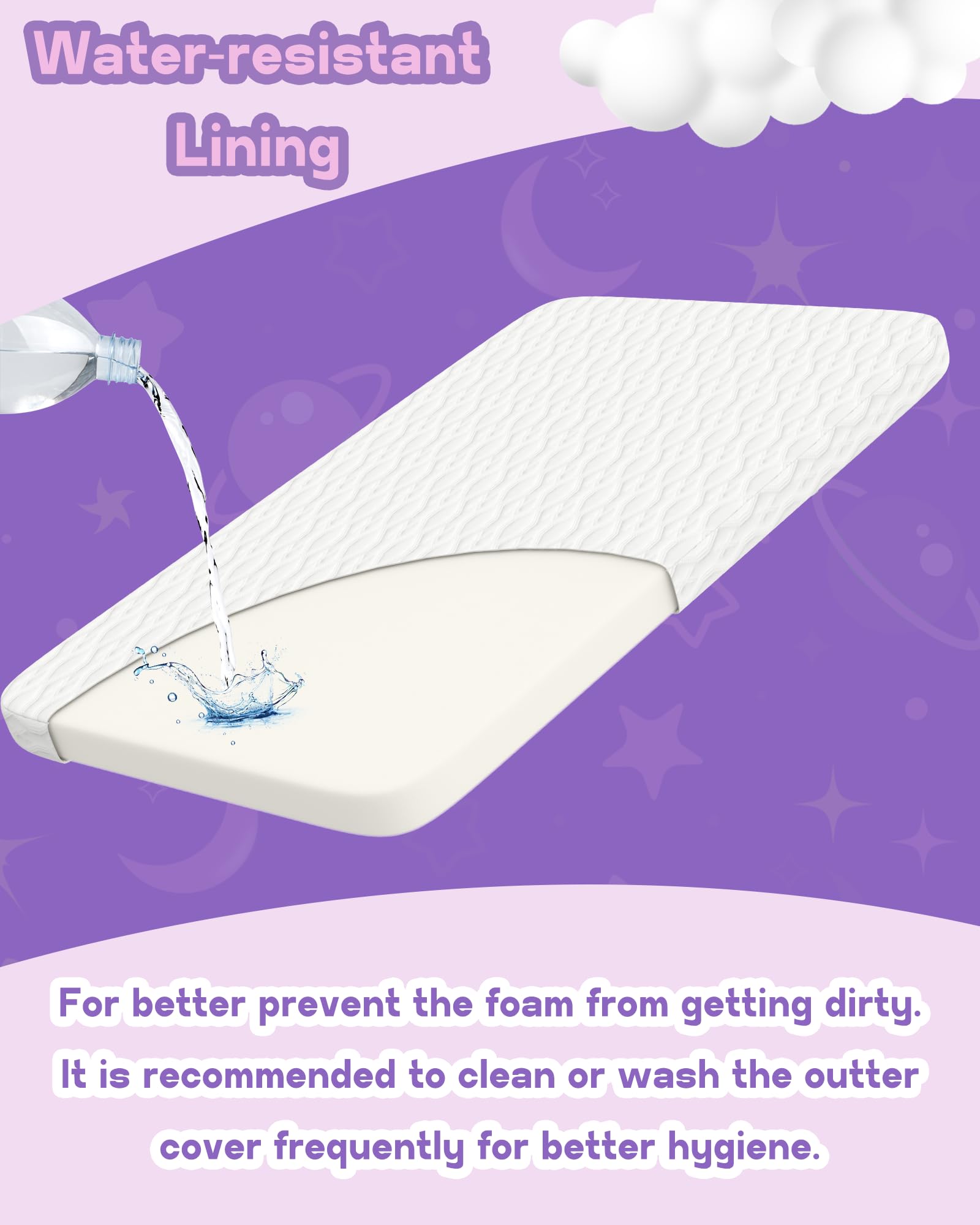 Wellzee rectangle bassinet mattress 32x20 non-toxic cotton and PU materials.