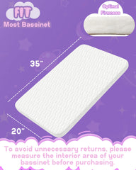 Wellzee rectangle bassinet mattress 35x20 shows machine washable mesh cover for easy cleaning.