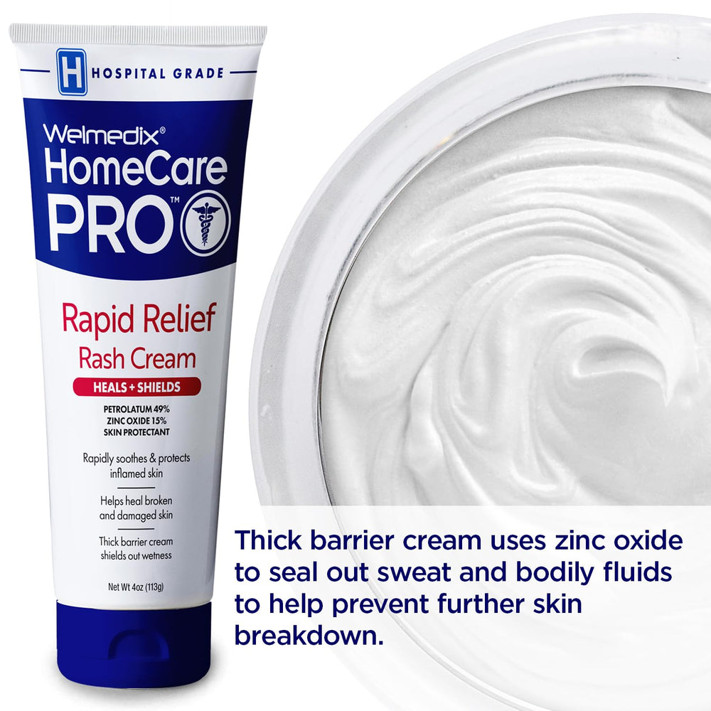 Welmedix Rapid Relief Cream label closeup—hospital-grade ingredients for home use.