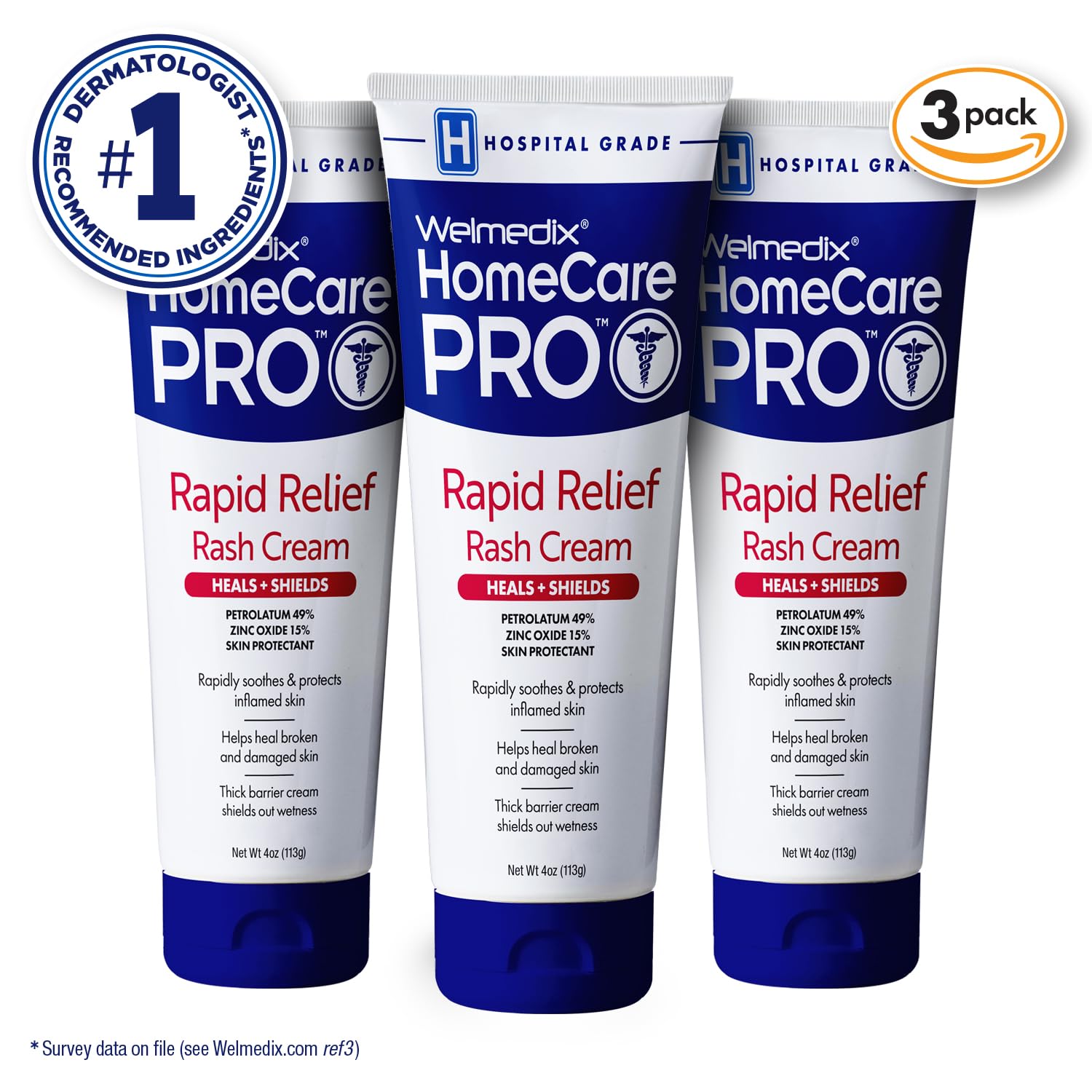 Welmedix Rapid Relief Rash Cream tube back—non-fragrance formula details for sensitive skin.
