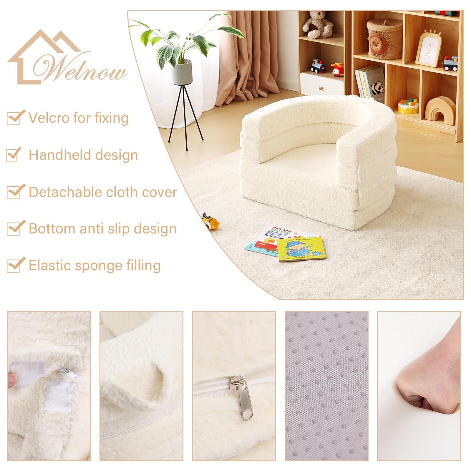 Welnow Travel Toddler Bed in floor bed mode for daytime rest.