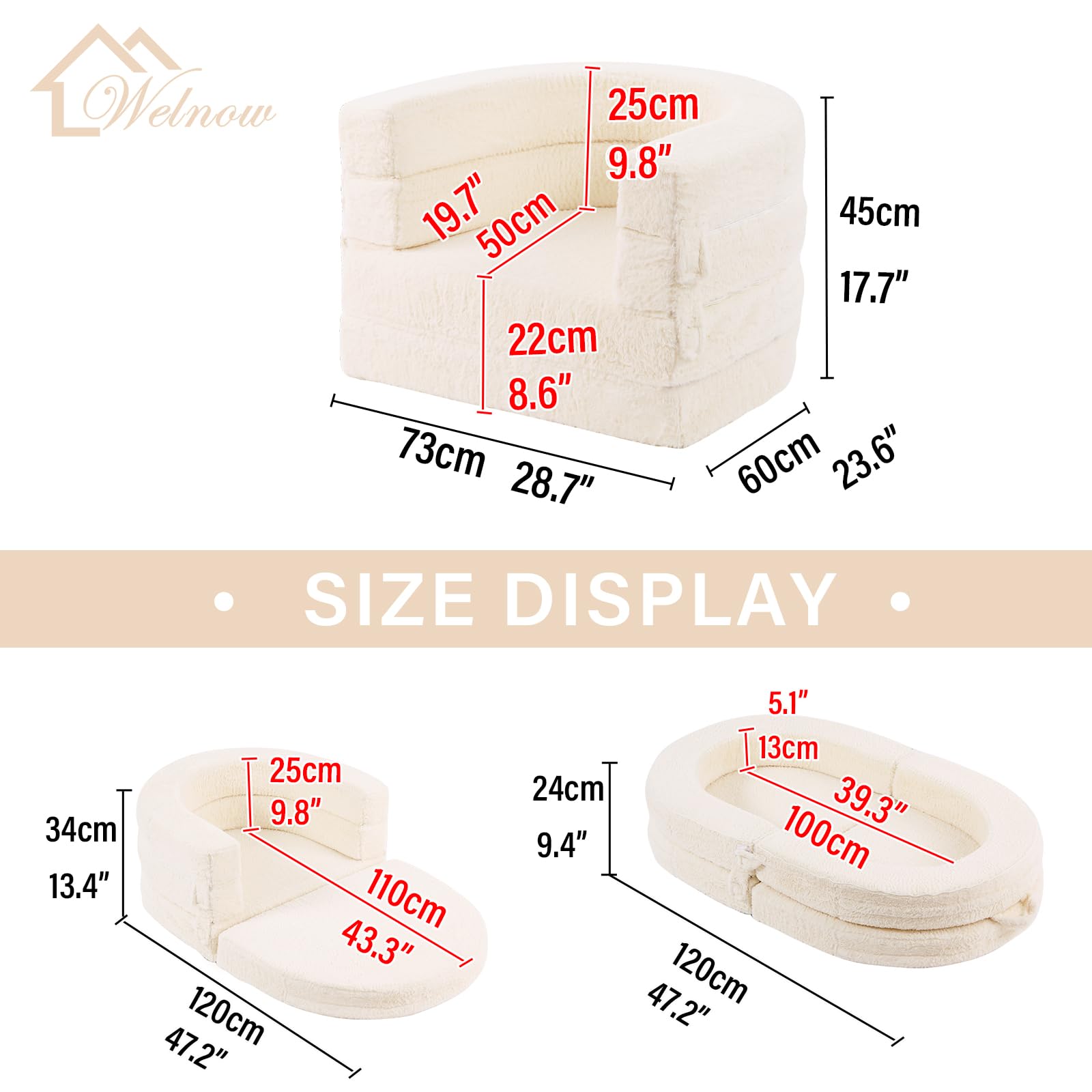 Welnow Travel Toddler Bed in sofa mode, perfect for storytime and naps.