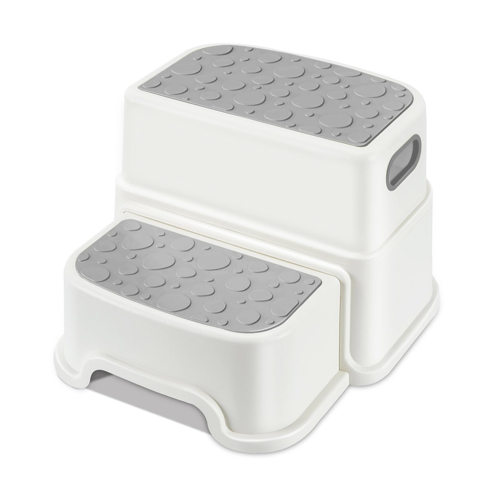 WELSPO 2-step stool gray top step provides stable elevation for daily routines.