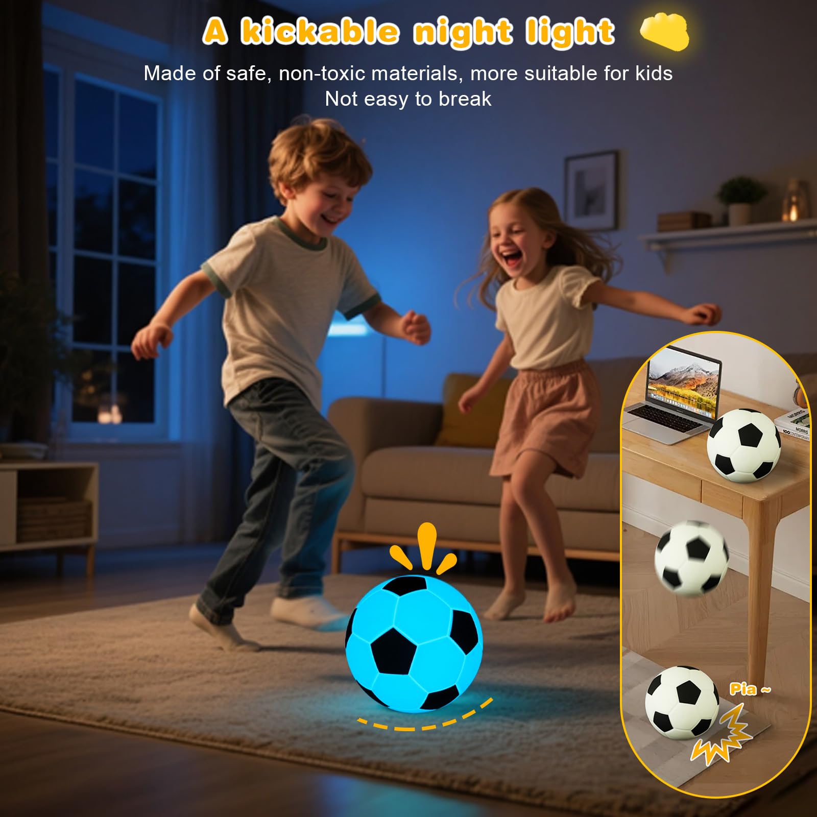 Welthtorm soccer night light durable soft silicone build for kids