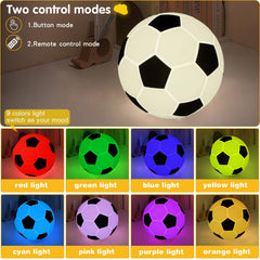 Welthtorm soccer silicone night light showing nine colors for mood lighting