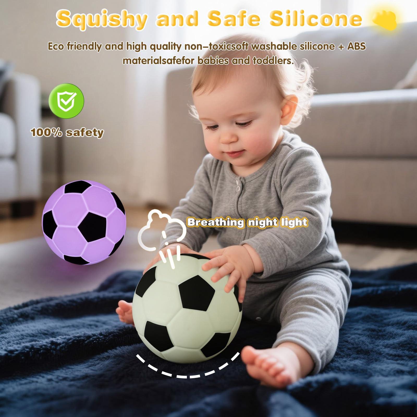 Welthtorm soccer silicone night light battery panel and charging