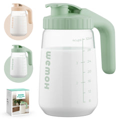 WEMOH 32oz breast milk pitcher thick glass for crack resistance and heat stability.