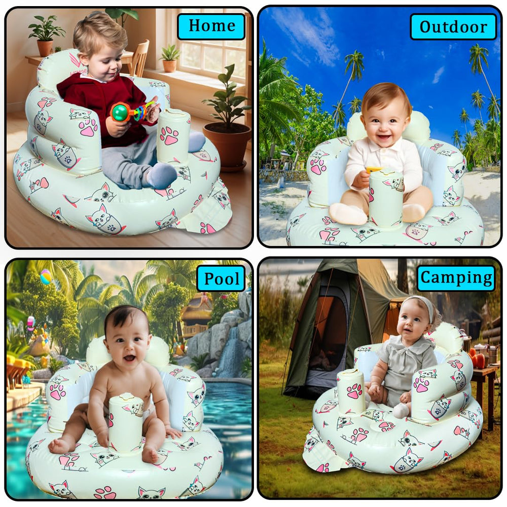 WEMORA inflatable baby seat close-up fabric highlights soft materials