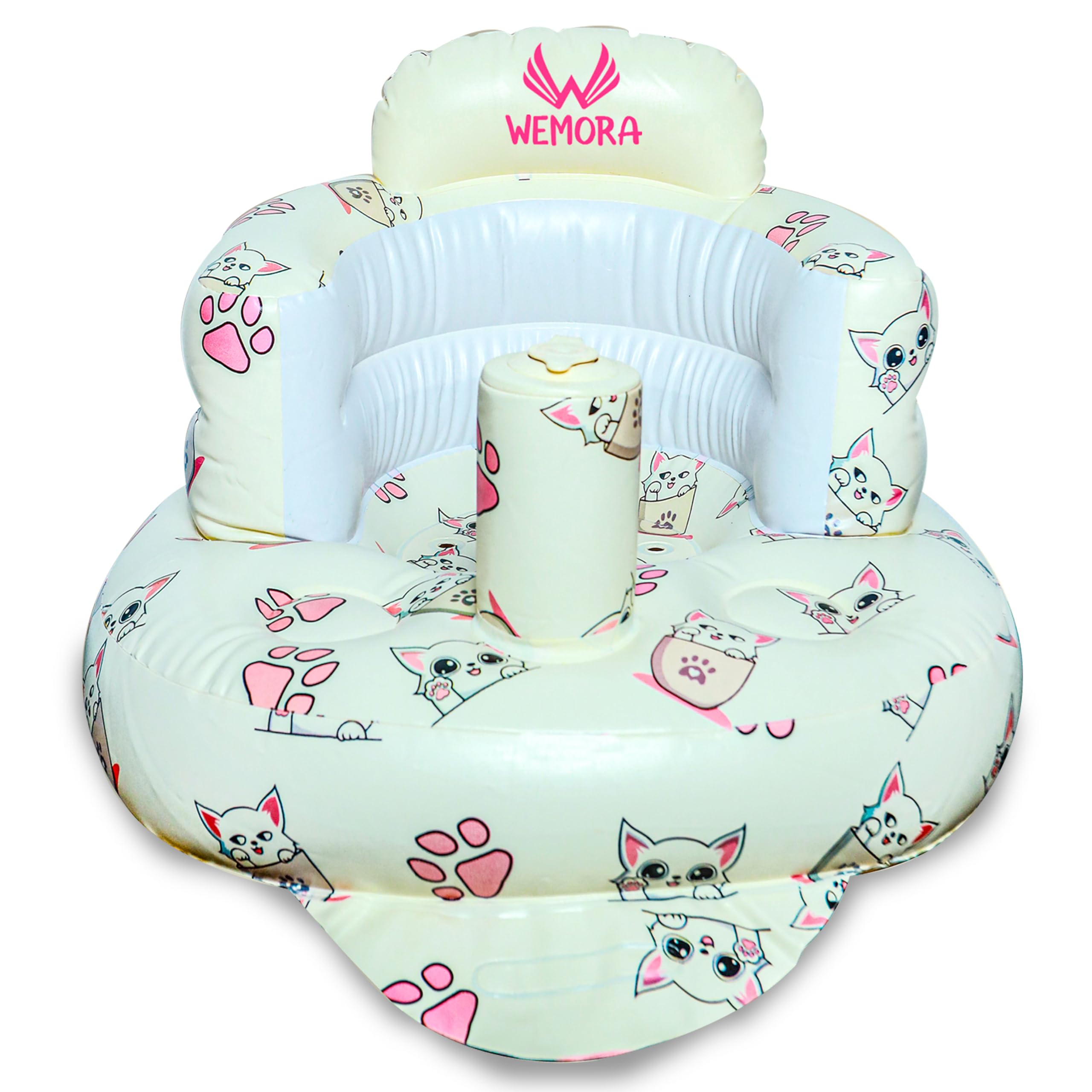 WEMORA inflatable baby seat inflation steps show fast setup