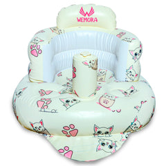 WEMORA inflatable baby seat inflation steps show fast setup