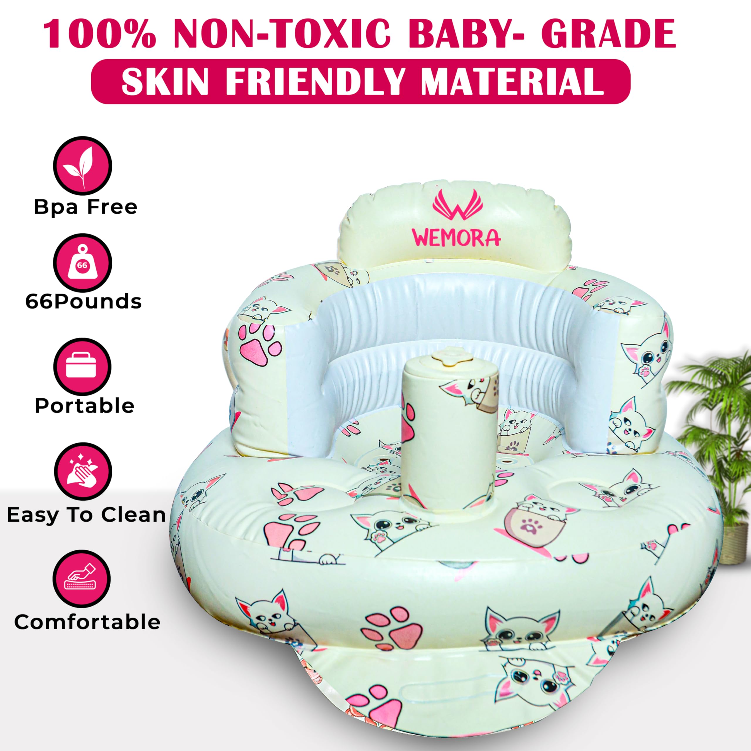 WEMORA inflatable baby seat travel fold demonstrates portability