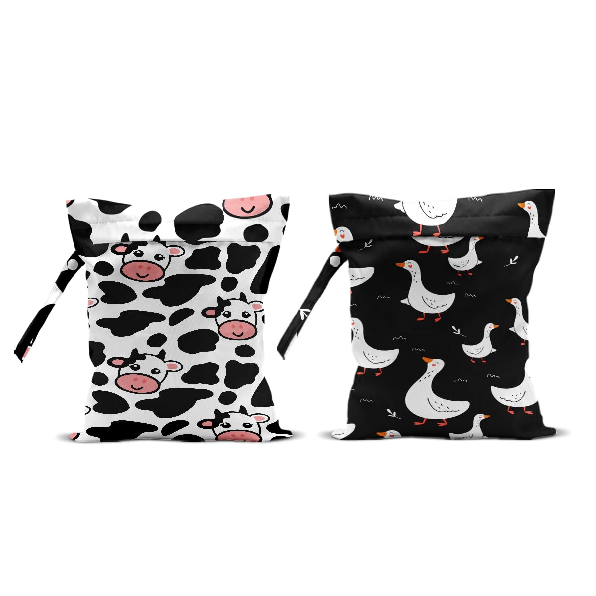 Wenboco cow print wet bag keeps items organized and leak-free on the go.