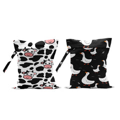 Wenboco cow print wet bag keeps items organized and leak-free on the go.