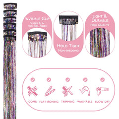 Wennalife hair tinsel clip attachment demonstrates simple, tool-free styling.