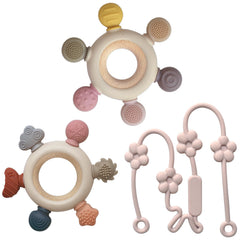 Wenobby teether rings—12 textured bumps to stimulate tactile development.