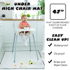 Wenqik splat mat under high chair in clear plastic protects floors from spills