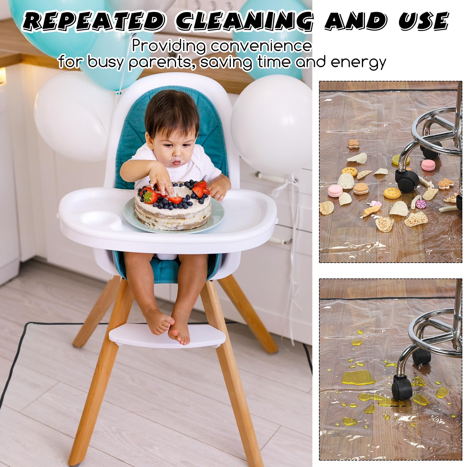 Wenqik waterproof washable PVC splat mat close-up shows clear design