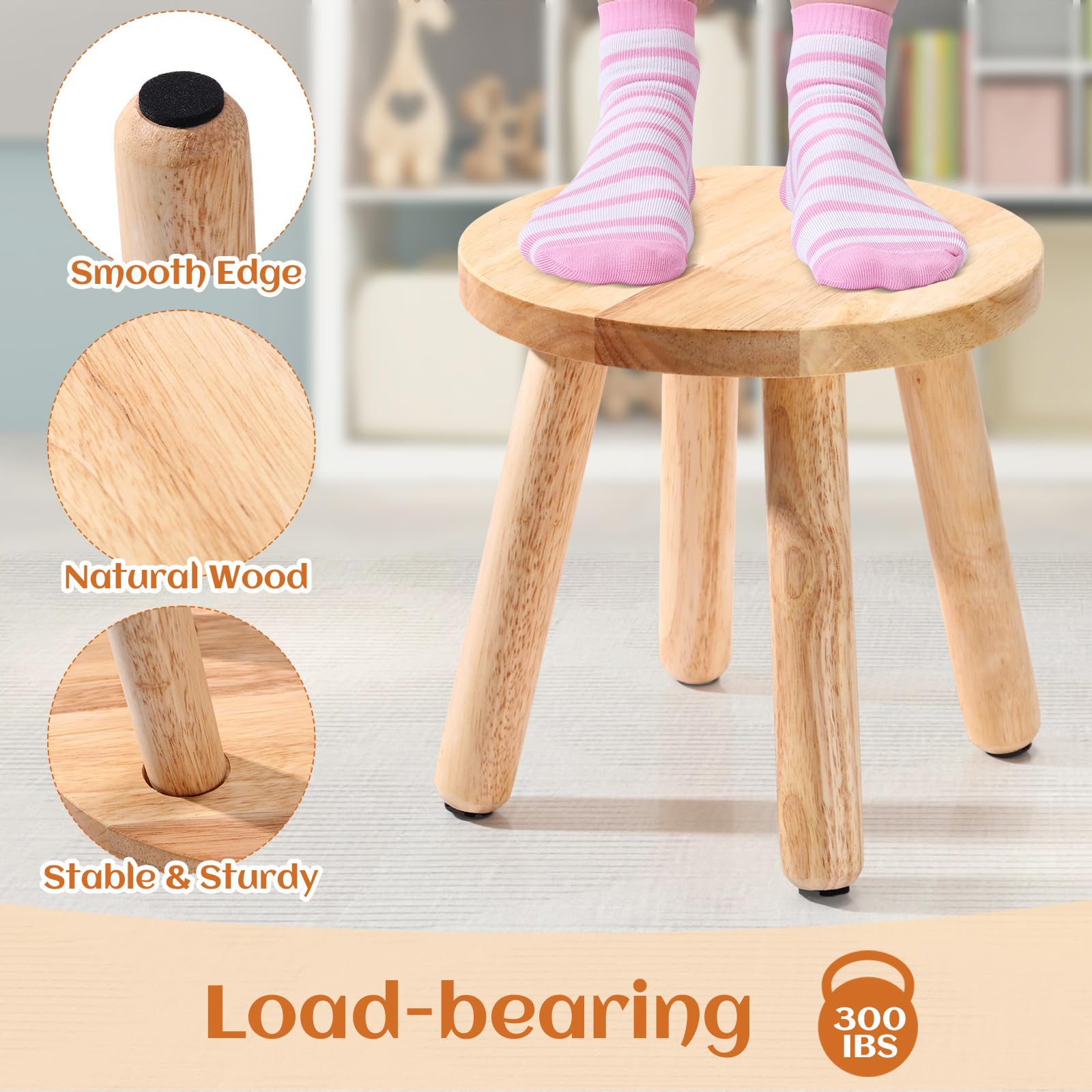 Wenqik wooden stool doubles as plant stand or decorative accent in living areas.