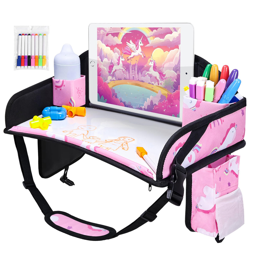 WENRENER Kids Travel Tray in car seat supports meals and drawing on trips