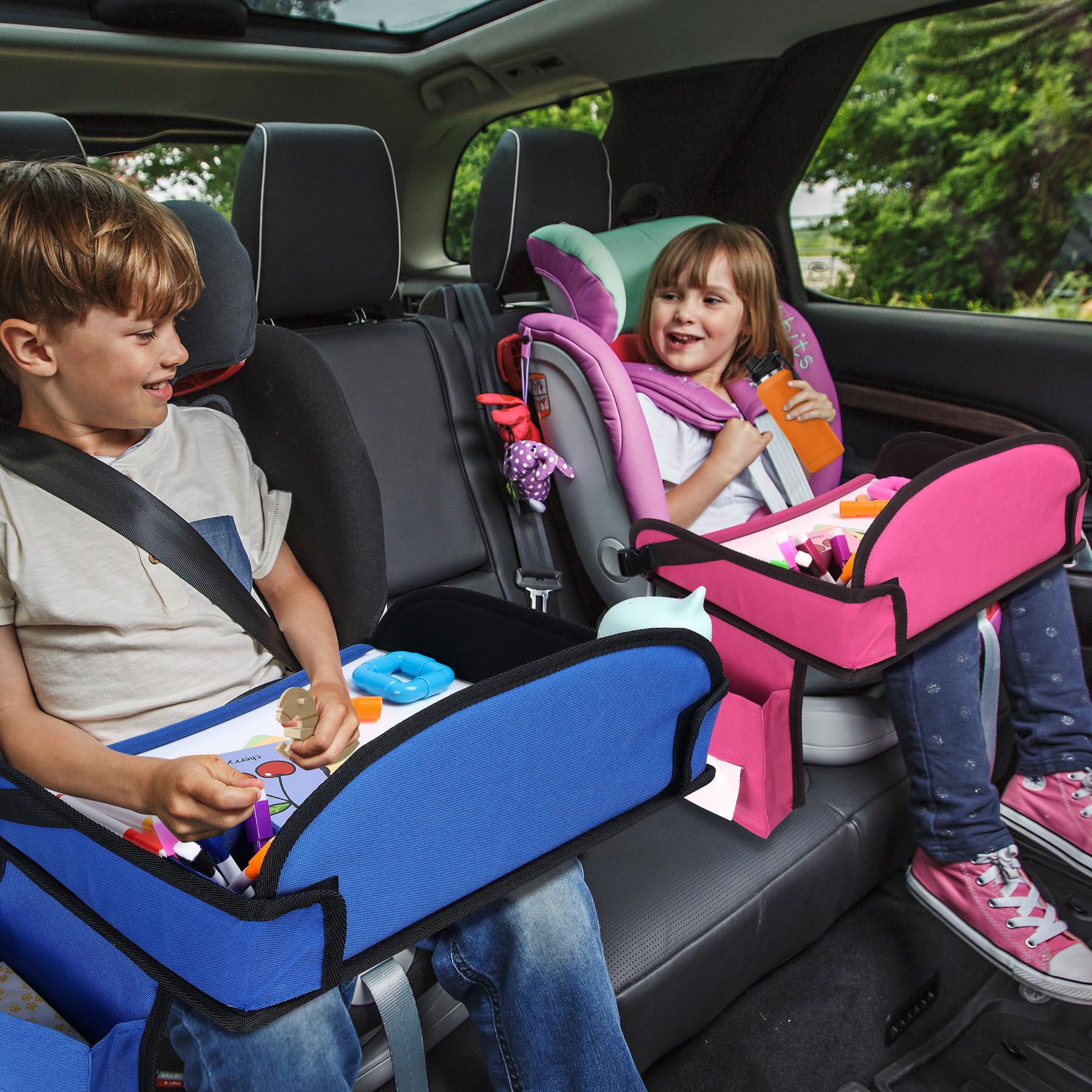 WENRENER kids travel tray pink compatible on cars, planes, trains.
