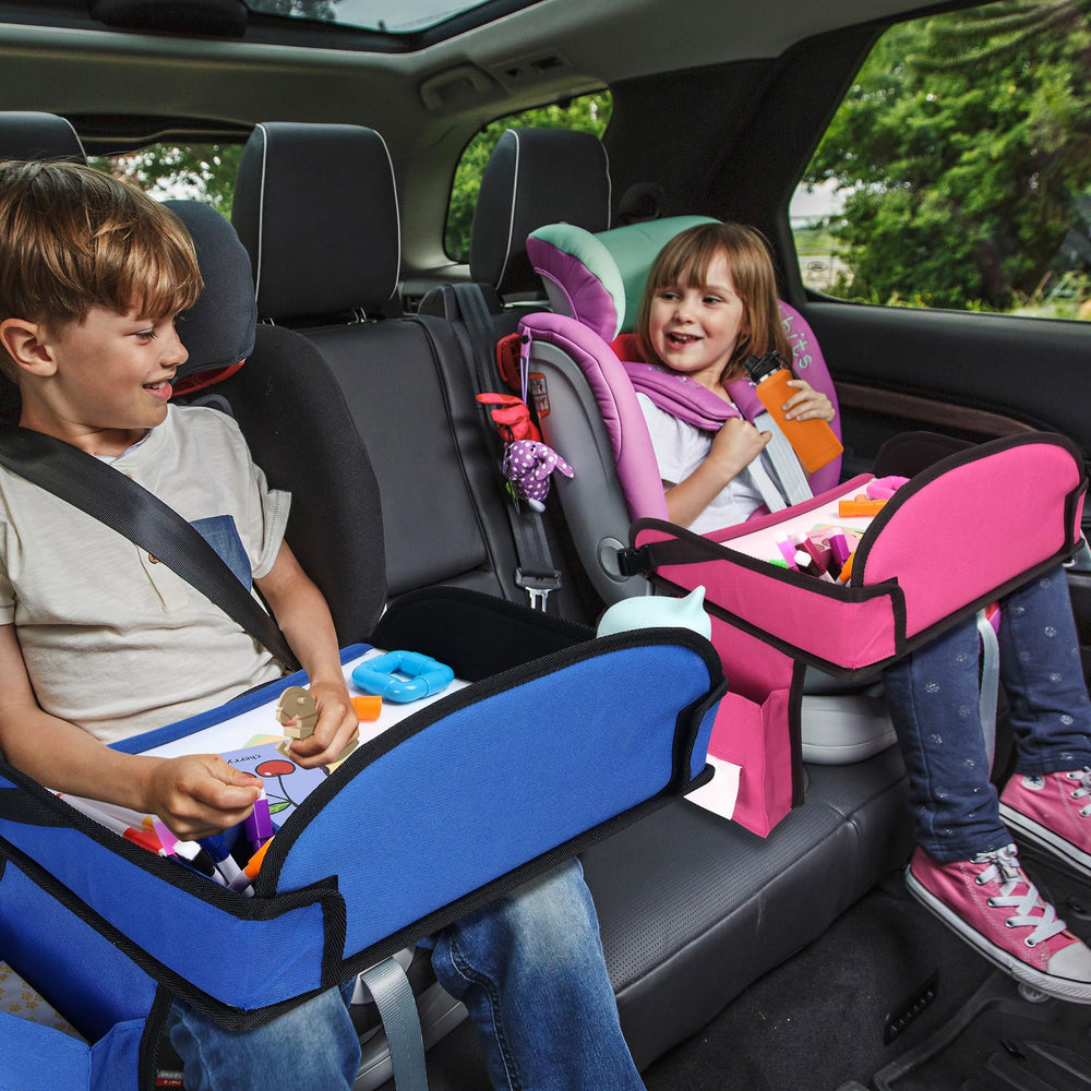 WENRENER kids travel tray pink compatible on cars, planes, trains.
