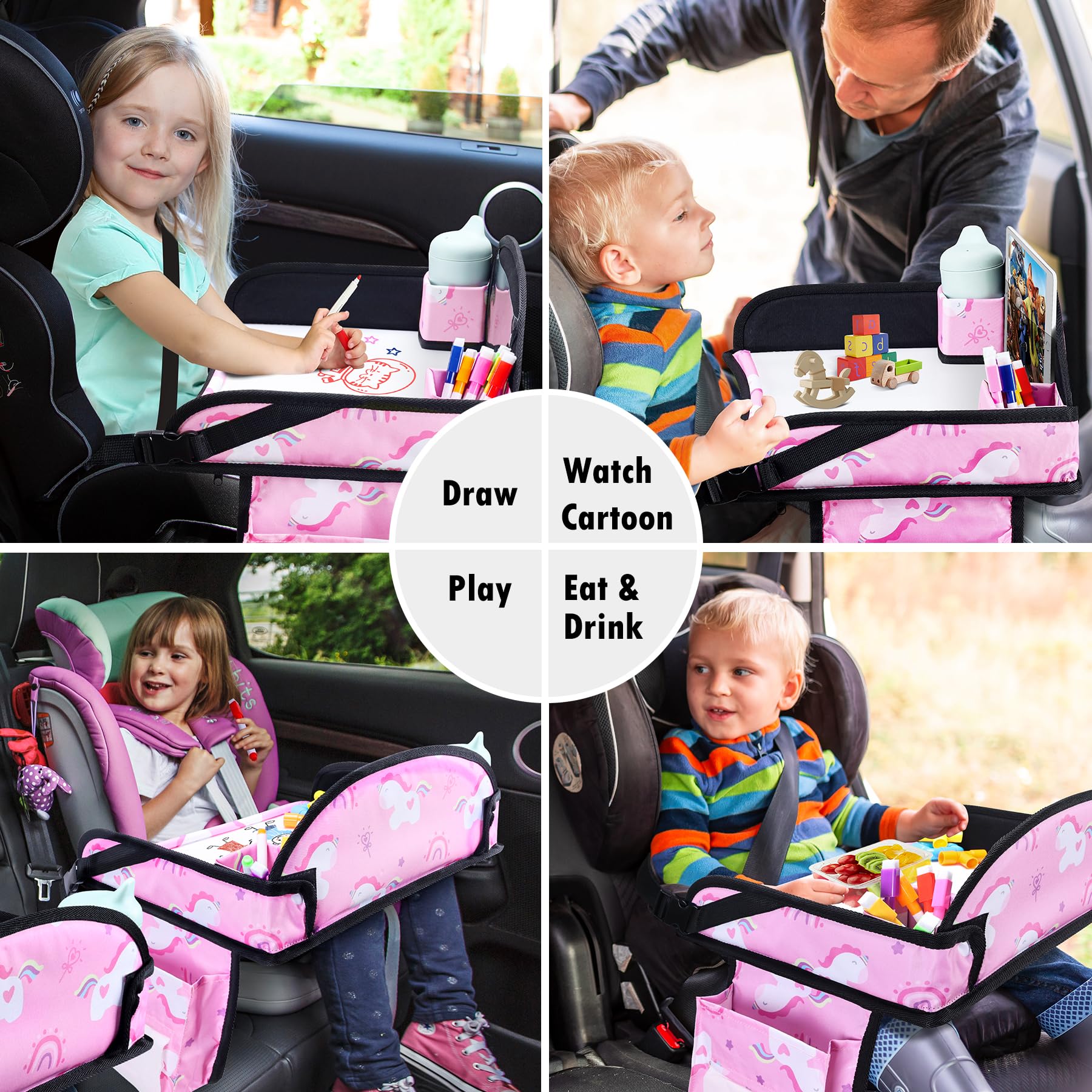 WENRENER Kids Travel Tray on plane supports creative activities during flights