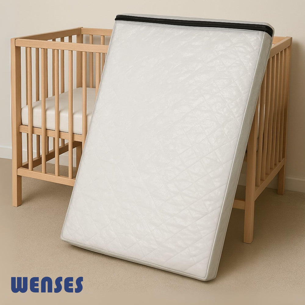 Wenses crib mattress bag size-capacity confirms fit up to 52 by 28 by 6 inches.