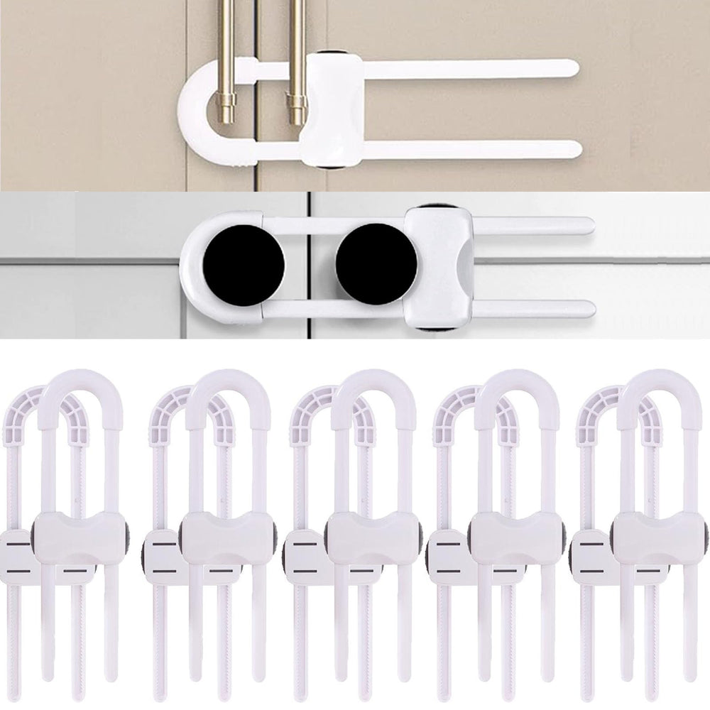 WENPENG sliding cabinet locks white 10-pack ready for babyproofing cabinets and drawers