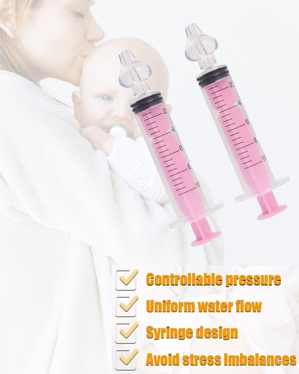 WenTigDY 2pcs pink nasal irrigator set for shared or backup use.