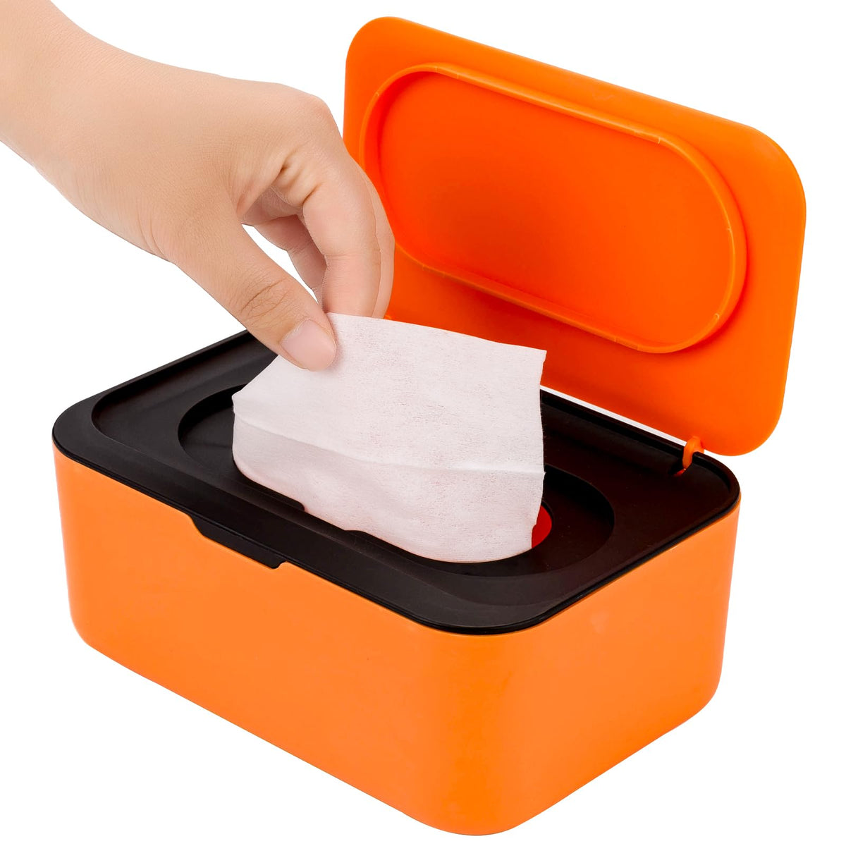 Wenvastree baby wipes dispenser front view with a stable base.