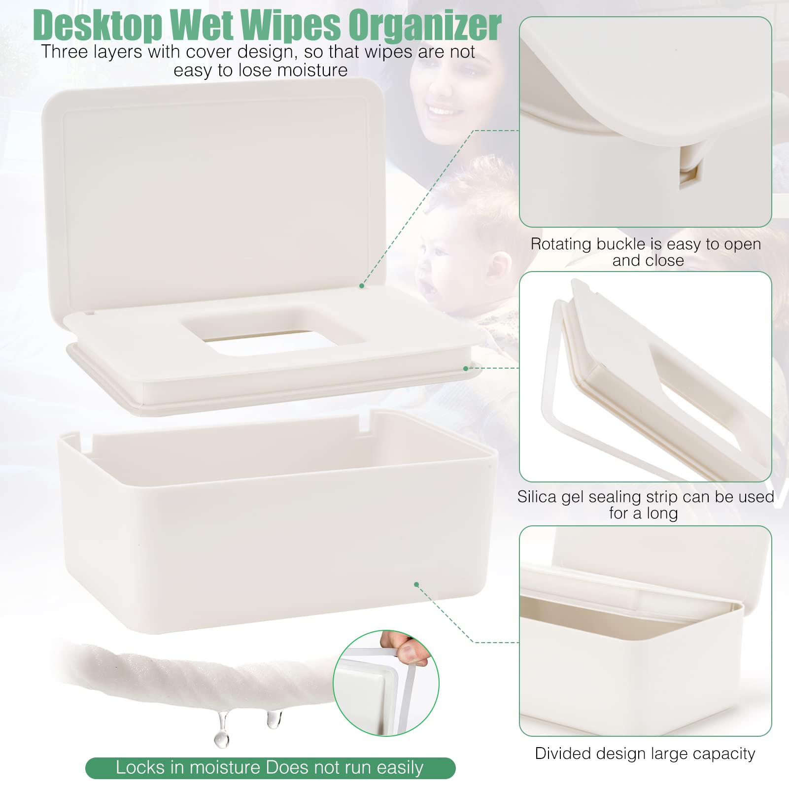 Compact, portable Wenvastree wipes holder for car, hotel, or office.