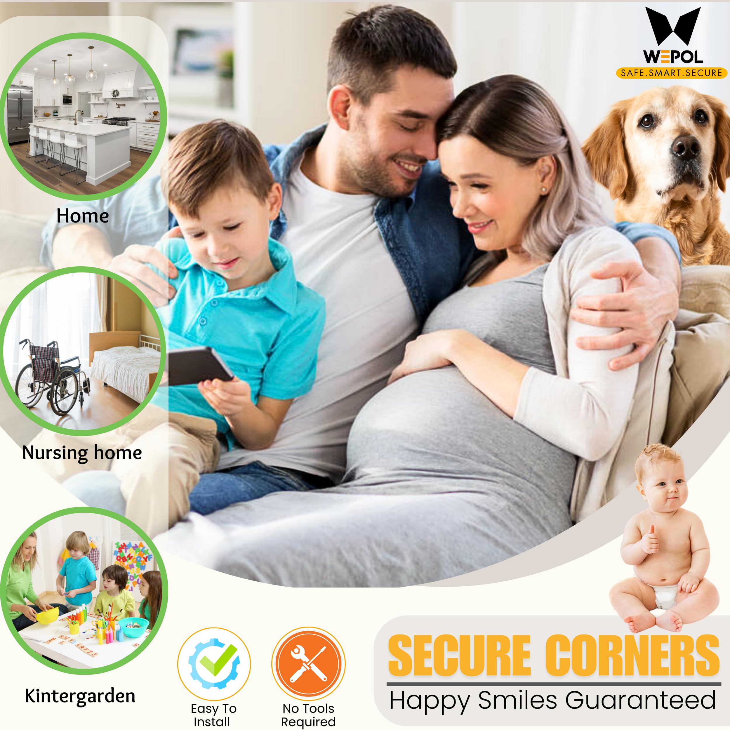 WEPOL coffee table edge protector softens impact during family time